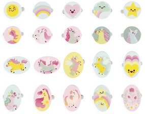 Súprava šperkov s jednorožcom - nastaviteľné prstienky - 20 ks