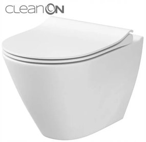 Cersanit City New Oval CleanOn 50,5x36x37 cm, závesná wc misa + toaletné sedátko s pomalým zatváraním z duroplastu, K701-104