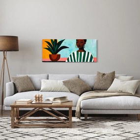 Obraz - Žena s kvetinou (120x50 cm)