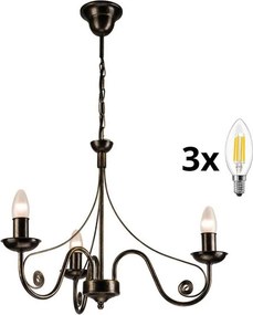 BRILAGI - LED Luster na reťazi STEFANO 3xE14/40W/230V čierna patiny