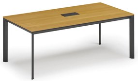 Rokovací stôl PRIMO INVITATION, 200x100 cm, buk + stolná zásuvka TYP I, čierna