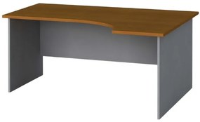 Ergonomický kancelársky pracovný stôl PRIMO FLEXI, 160x120 cm, sivá / čerešňa, pravý