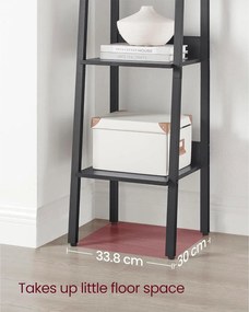 Rebríková polica, 5-úrovňový úzky regál, čierny