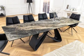 Jedálenský stôl TOMTOC 180-220-260 cm – keramický mramorový vzhľad taupe