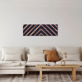 Obraz dreveného motívu na čiernom pozadí (s hodinami) (90x30 cm)