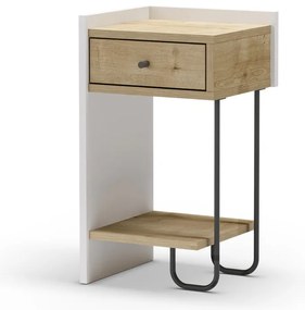 Biely/v prírodnej farbe nočný stolík v dekore duba s poličkami Mercure – Marckeric