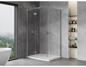 Mexen Mist-H L Duo, 2-krídlový sprchový kút 90 x 70 cm, číre sklo, chrómový profil, 8A5L-090L-070P-01-00