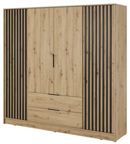 Šatníková skriňa Nelly 206 cm dub artisan/čierna