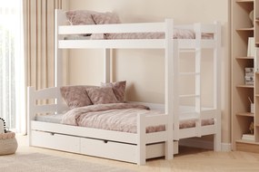 Poschodová posteľ Lovic 90x200/120x200 cm pravá - biela