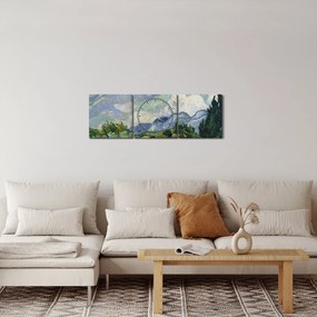 Obraz - Vincent van Gogh, Wheat Field with Cypresses, reprodukcia (s hodinami) (90x30 cm)