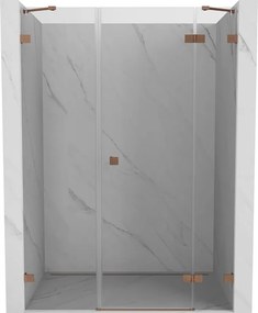 Mexen Lunar, pravé otočné sprchové dvere 155 cm, 8mm číre sklo, medený matný profil, 834S-155-050-65-00-P