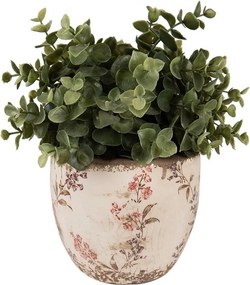 Béžový keramický obal na kvetináč s lúčnymi kvetmi Monnia S - Ø 13*11 cm