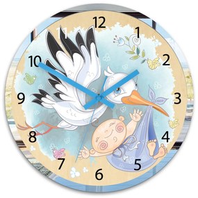 Dětské nástěnné hodiny Mirro Čáp 30 cm vícebarevné