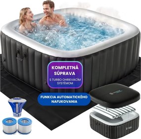 Nafukovacia vírivka OASIS pre 6 osôb, štvorcová, čierna Casaria