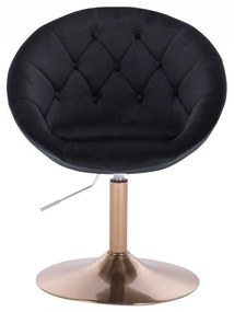 LuxuryForm DESIGN Kreslo VERA VELUR na zlatom tanieri - čierne