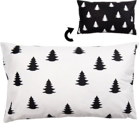Biela obliečka na vankúš so stromčekmi Black&White X-Mas - 30*50 cm