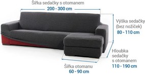 Super strečové poťahy NIAGARA antracitová sedačka s otomanom vpravo (š. 200 - 300 cm)