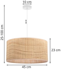 Závesné svietidlo Rattan, 1x ratanové tienidlo, (fi 45cm), w