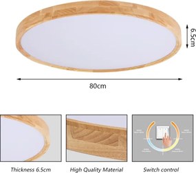 Brilagi - LED stropné svietidlo WOODROUND LED/70W/230V 3000/4000/6000K pr. 80 cm