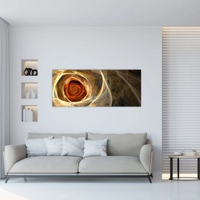 Obraz - Abstraktné ruže v ohnivých farbách (120x50 cm)