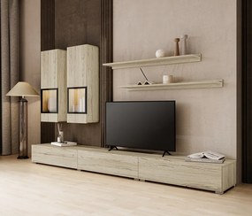 Štýlová obývacia stena Baros - dub san remo svetlý / čierna