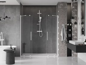 Mexen Velar Duo, posuvné dvere do otvoru 200x200 cm, 8mm číre sklo, biela, 871-200-000-02-20