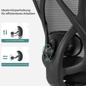 Kancelárske kreslo, Ergonomické kreslo s nastaviteľnou opierkou hlavy, čierne