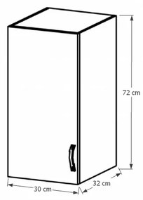 Horná kuchynská skrinka Sicilia G30 L - biela / sosna Andersen