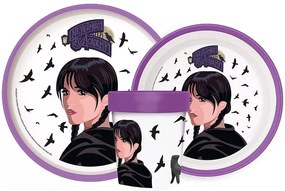 Sada plastového riadu Wednesday s kelímkom a protišmykom