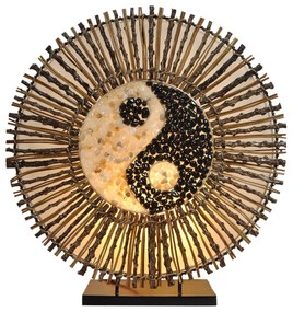 Stolná lampa Ying Yang Batur okrúhla 40 cm hnedá
