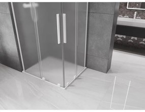 Mexen Velar L Duo, sprchový kút s posuvnými dverami 100 x 90 cm, 8mm sklo námraza, biela matná, 871-100-090-02-33-20