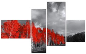 Červený les - moderný obraz