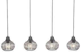 Moderné závesné svietidlo čierne 4-žiarovkové - Saffira