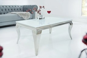Dizajnový konferenčný stolík Rococo biely / strieborný