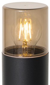 Stojaca vonkajšia lampa čierna s dymovým tienidlom 70 cm - Odense