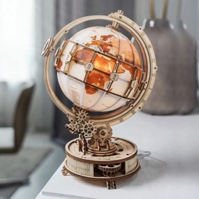 Robotime Rokr Svítící 3D dřevěné puzzle Globus 180 ks