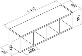 Regál Max, 4x1 priehradky, biely