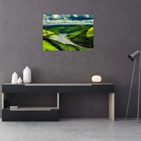 Sklenený obraz - Zelená krajina (70x50 cm)