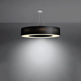 Závesné svietidlo Saturno, 1x čierne textilné tienidlo, (biely plast), (fi 90 cm)