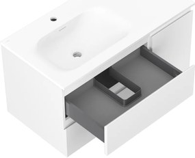 Mexen Orio, kúpeľňová skrinka 90 cm s umývadlom Vela vľavo, 2S, 1D, biela matná, 91A13-09047-3-BBFFFF01-W23L01