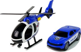 LEAN Toys Sada: Polícia, odťahovka, nákladné auto, autíčko, vrtuľník, zvuky, svetlá