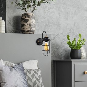 Nástenné svietidlo v čiernej a zlatej farbe ø 10 cm Mahoni – Opviq lights