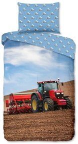 Good Morning Flanelové obliečky Good Morning Tractor 140x200/70x90 cm