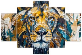 Obraz - Abstraktná olejomaľba s levom (150x105 cm)