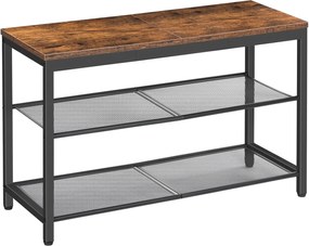 Botník s lavicou Vasagle Arvel 75 cm čierny/hnedý