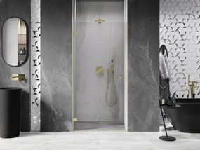 Mexen, Mexen Lunar-B Otočné ľavé sprchové dvere 75 cm, transparentné, brúsené zlaté - 832-075-000-55-00-L