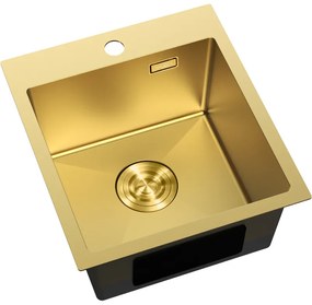 Mexen Solix, 1-komorový nerezový drez 400 x 450 mm, brúsená zlatá, 6401401000-55