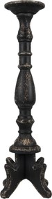 Čierny antik drevený svietnik Vien - Ø 21*60 cm