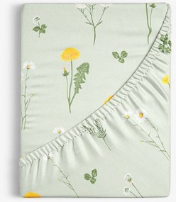 Goldea bavlnená napínacia plachta - zelená lúka 90 x 200 cm