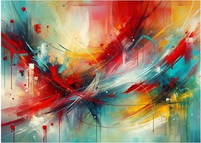 Obraz – Abstrakcia s červenou (70x50 cm)